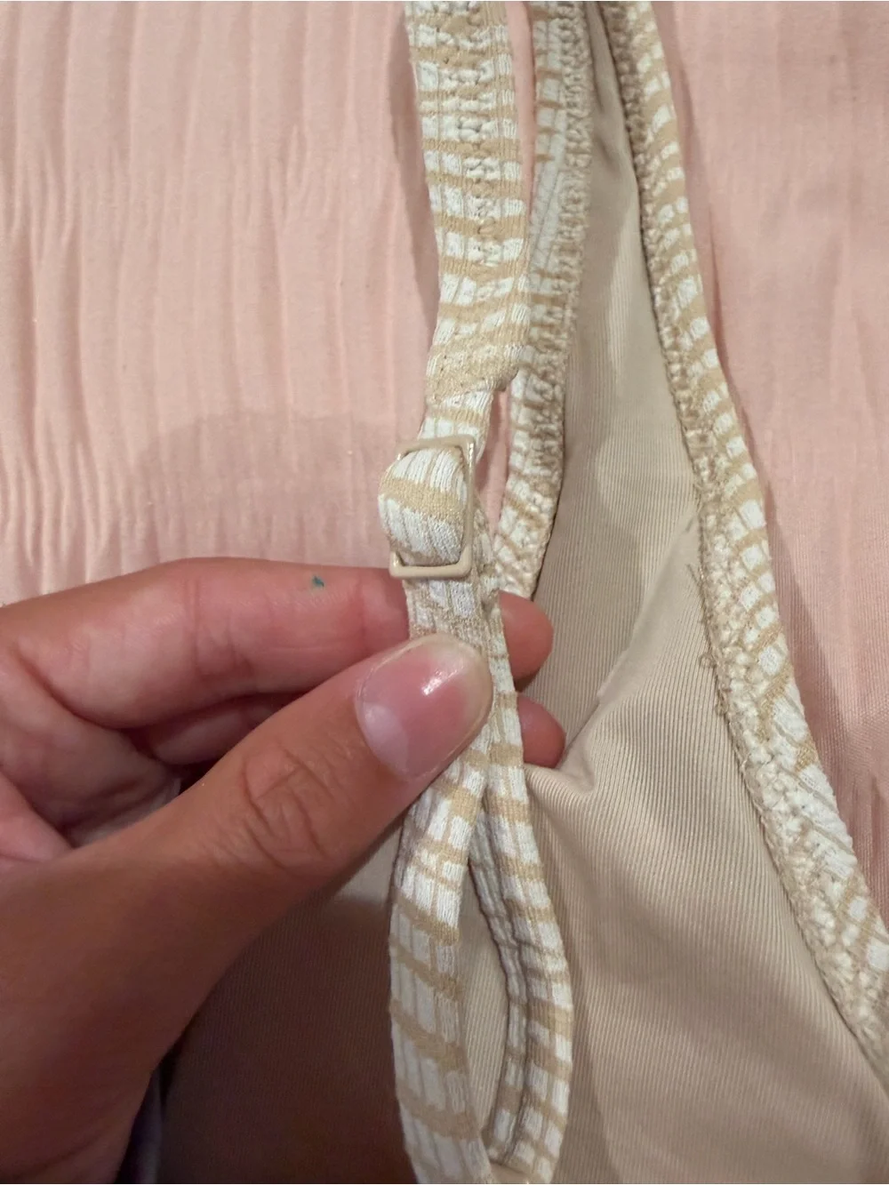aerie nwot textured/patterned beige bikini top small